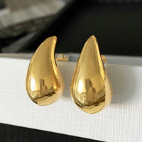 Nouveau exagéré or couleur larme boucles d'oreilles Dupes pour les femmes léger lisse métal goutte d'eau cerceau boucle d'oreille bijoux à la mode