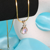 Collier pendentif en or rose 18 carats plaqué or rose avec rubis rouge sang de pigeon et tourmaline pour femmes, bijoux de mode en gros