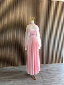 Elegante Vestido de Mujer con Corte en A, Mangas Abullonadas, Terciopelo y Gasa, Diseño de Parches, Manga Larga, para Fiesta o Noche - Product Image 2