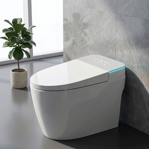Inodoro Inteligente Automático con Taza Alargada, Moderno, <span class=keywords><strong>de</strong></span> Cerámica, Montado en el Suelo, con Doble Descarga, Asiento Calefactado y Control Remoto - Product Image 1
