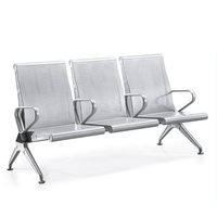 Chaise d'attente moderne et durable en cuir et acier pour 2, 3, 4 ou 5 personnes, idéale pour les cabinets médicaux, salons, hôpitaux et réceptions.