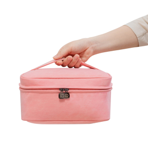 Bolsa de cosméticos de maquillaje Vintage de lujo para mujer, impermeable, de cuero PU NUBUCK, funda portátil con cierre de cremallera para viajes y almacenamiento - Product Image 2