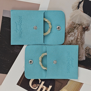 8*8 Soft Velvet Jewelry Gift <b>Pouch</b> with Metal Snaps Custom Logo Flip-Top Ring Bracelet Watch Storage Bag - Product Image 4