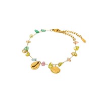 gros de bijoux pour femmes en acier inoxydable plaqué or 18 carats couleur à la mode gouttes de résine trèfle goutte d'huile