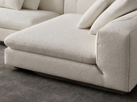 Ensemble de canapés en polaire de style minimaliste italien, base en acier inoxydable, matelassage vertical géométrique, rembourrage moelleux et volumineux, système à tenons et mortaises