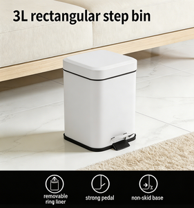 Poubelle à pédale en acier galvanisé thermolaqué 3L, construction résistante à la rouille, seau intérieur amovible, écologique, nettoyage facile - Product Image 5