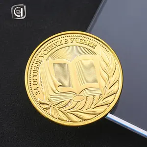 Moneda de metal de aleación de aluminio de oro brillante, logo 3D de fundición a presión personalizada