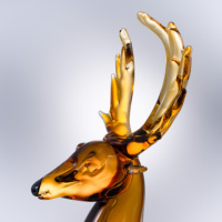 Sculpture Cerf de la Prospérité en Cristal d'Ambre, Cadeau d'Affaires pour Cérémonie d'Ouverture et Décoration de Relocalisation