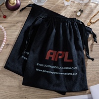 Pochette en velours noir imprimée avec logo personnalisé, sac de rangement de luxe en faux daim pour chaussures, cheveux, montres, lingerie, avec cordon de serrage, sécurisé