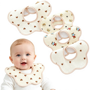 360 °   Bavoirs rotatifs pour bébé, bavoirs en mousseline de coton doux en forme de fleur, bavoirs imperméables pour l'alimentation et la dentition des nouveau-nés - Product Image 1