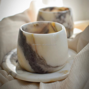 STONEKOCC Juego de Tazas y Bandeja de Mármol Natural Calacatta <span class=keywords><strong>Viola</strong></span> Glod, Taza Pequeña para Café, Té y Espresso, Diseño Minimalista - Product Image 2