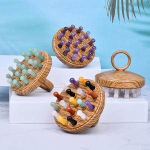 Peine de masaje de cuero cabelludo de alta calidad, masajeador de desbloqueo de meridianos, base de ABS, peine Guasha para <span class=keywords><strong>uñas</strong></span> de dientes de Jade - Product Image 2