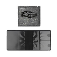 Pochette de luxe carrée en cuir JingBo avec strass pour carte d'identité et passeport, ornée de strass thermocollés pour rangement de documents de voiture dans le porte-gants