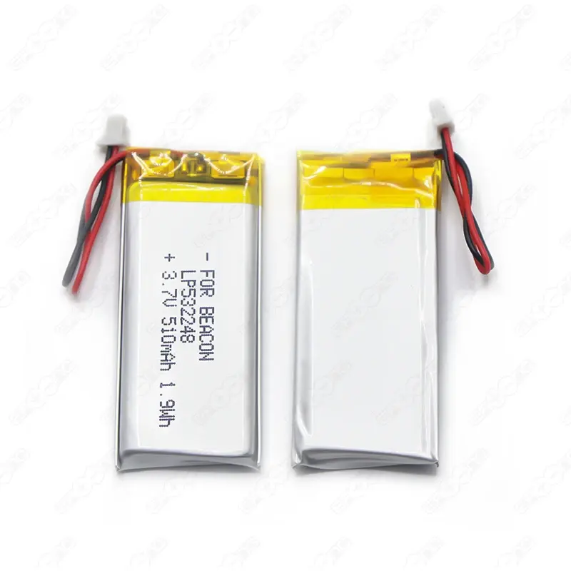 แบตเตอรี่ลิเธียมไอออน3.7V 510mAh 532248แบตเตอรี่ลิเธียมโพลิเมอร์3.8V เครื่องติดตามจีพีเอสขนาดเล็กแบตเตอรี่อายุการใช้งานยาวนาน