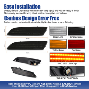 Set di 4 Luci Laterali per Chrysler <span class=keywords><strong>Crossfire</strong></span> 2004-2008, Indicatori di Direzione per Paraurti Anteriore e Posteriore - Product Image 3