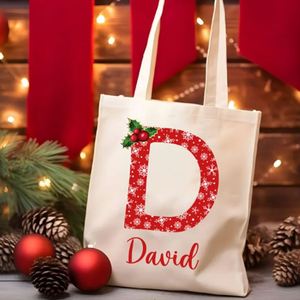 Keymay Custom Printed Christmas Casual Canvas Tote Bag <b>Open</b> Closure Ladies Travel Beach Shopping Handmade Holiday Gifts Cotton - Product Image 3