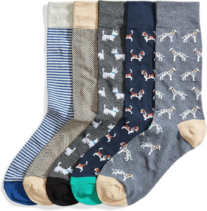 Lot de 5 <span class=keywords><strong>chaussettes</strong></span> habillées à motifs amusants pour hommes, ensemble de coffret cadeau de <span class=keywords><strong>chaussettes</strong></span> en coton fantaisie colorées avec logo personnalisé, vente en gros - Product Image 5