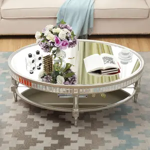 Modern Oval Glam Mirrored Center Table Mirror Coffee Table Glass Sofa Center Table For Living Room Hotel Furniture