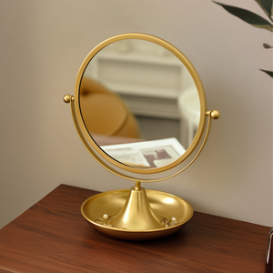 <span class=keywords><strong>Miroir</strong></span> de Maquillage Rond HD en Fer Argenté avec Design Réglable à Simple Face pour la Maison et la Chambre d'Étudiant - Product Image 6