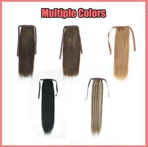 Extensiones de Cola de Caballo Larga Amygirl al por Mayor, Cabello Indio Rizado Corn Wave Liso Extremo 9-12A Remy con Banda para Atar - Product Image 5