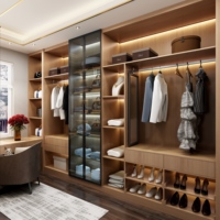 Placard de style classique doré lumineux haut de gamme moderne personnalisé armoire de rangement meubles de chambre à coucher avec LED