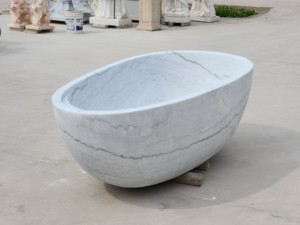Stock <span class=keywords><strong>moins</strong></span> <span class=keywords><strong>cher</strong></span> prix d'usine baignoire autoportante en marbre blanc gris - Product Image 4