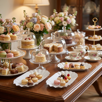Geriffelte weiße Pappteller mit Wellenrand für High Tea, Bäckerei, Hochzeitsdesserttisch, Einweg-Servierteller in Lebensmittelqualität, oval