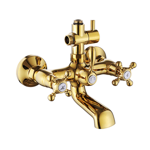 BUTERFLEOGE Luxury Antique Design Dual Wall Mounted Meter Shower <b>Set</b> Polished Brass Ceramic Rain Soft <b>Spray</b> Hotels Chrome BT-S18 - Product Image 4