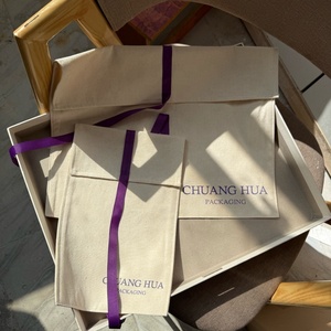 Bolsa de Algodón Natural Reciclable Chuanghua con Borde de Encaje y Cinta de Seda, Impresión Serigráfica para Empaque de Ropa, Logotipo Personalizado - Product Image 6
