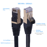 Câble Ethernet Cat6A STP noir en stock, 100% cuivre pur, 10 Gbps, blindé, RJ45, conforme RoHS, modèle Cat6ABK002