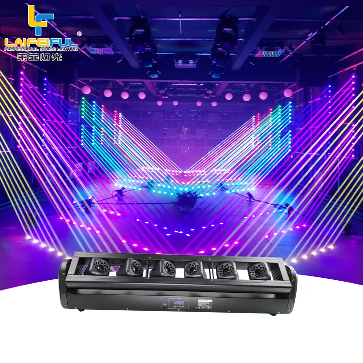 8 Augen RGB Laser LED Bar Licht Fett Strahl 12W Pfanne Neigung Laser Bar 6 Köpfe beweglichen Kopf RGB Laser 3000mw