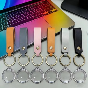<b>Customized</b> DIY Blank Digital Acrylic Photo Insert <b>Keychain</b> with PU Leather Strap Photo Frame <b>Keychain</b> - Product Image 6