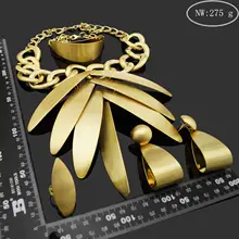 Zhuerrui Brazil Big Jewelry Fashion Sets Dubai Gold Color Stainless Steel Jewelry Set Classic Leaf Chain Jewelry Sets HS16103102