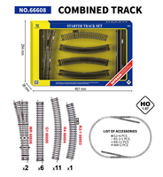 Set Rel Kereta Api Model Skala HO 1:87 Sistem Setrack Logam, Paket Ekspansi Tata Letak Pemula HO Gauge, Rel Lengkung Turnout