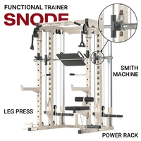 Snode Machine Smith multifonctionnelle avec cadre en acier robuste, tout-en-un pour usage domestique, équipement de musculation complète avec crossover par câble et presse à jambes