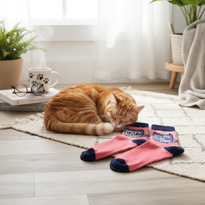 ถุงเท้าข้อสั้นลายสัตว์ Happy Cat Lady ลายทาง 100% อะคริลิก ระบายอากาศได้ดี น้ำหนักเบา สำหรับผู้หญิง ไซส์เดียว ใช้ได้ทุกวัน แบบใช้แล้วทิ้ง - Product Image 3