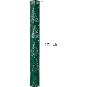 Christmas Wrapping Paper Roll 17in x 27ft Green Foil Tree Star Design Holiday Gift <b>Wrap</b> Recyclable Single Side Craft Use - Product Image 6