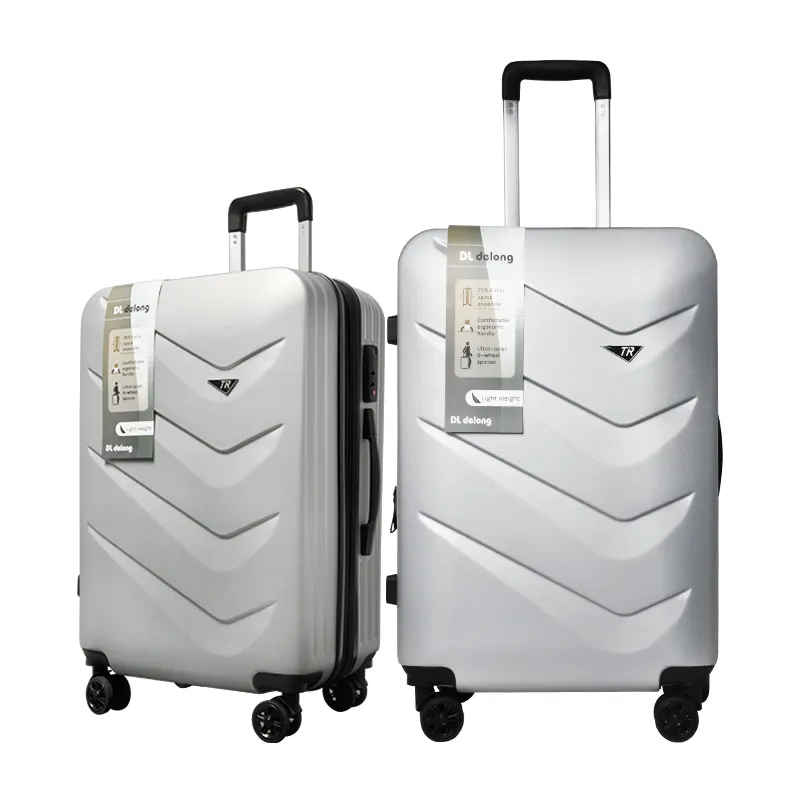 Ensemble de bagages en plastique ABS avec coque rigide, valise à 4 roues rotatives, chariot cabine à roulettes, 3 pièces, ABS + PC