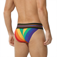 Sous-vêtements sexy pour hommes en gros, string de fitness, poche respirante arc-en-ciel, bikini en nylon tendance, triangle confortable, modelant le corps