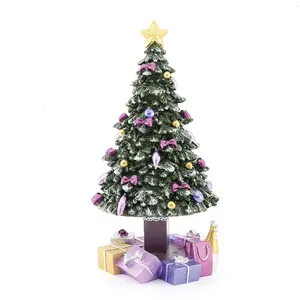 批发创意家居节日装饰品树脂紫色底圣诞树