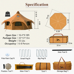 <span class=keywords><strong>Tente</strong></span> de glamping en coton Oxford haut de gamme, <span class=keywords><strong>4</strong></span> saisons, grande <span class=keywords><strong>tente</strong></span> familiale de luxe à triple couche, imperméable, pour le camping en plein air - Product Image 6