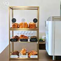Vitrine à desserts en acrylique transparent à trois niveaux, cadre en métal noir, haute qualité, facile à nettoyer, durable, robuste