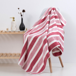 2026 Coral Fleece 70*140cm Thickened Wide Striped <b>Bath</b> & Beach <b>Towel</b> for Adult - Product Image 2