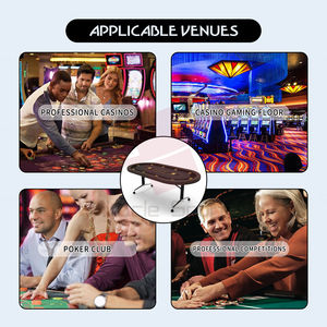MG Table de poker Texas Hold'em portable à 10 joueurs Design moderne de luxe avec rail antidérapant pliable pour jeu à domicile et roulettes verrouillables - Product Image 6