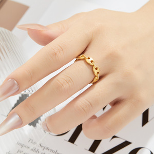 Brushed Chain Open <b>Ring</b> Micro Set Zircon Adjustable Index <b>Finger</b> <b>Ring</b> Fashionable Versatile Jewelry - Product Image 2