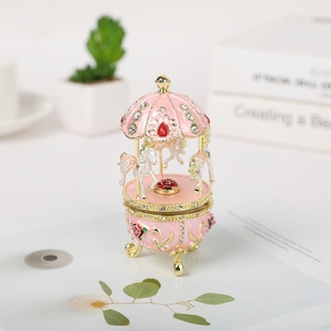Boîte à musique carrousel en étain émaillé faite à la main SHINNYGIFTS, souvenir <span class=keywords><strong>de</strong></span> la Saint-Valentin, métal durable avec <span class=keywords><strong>Le</strong></span> <span class=keywords><strong>Lac</strong></span> des cygnes pour fille - Product Image 2