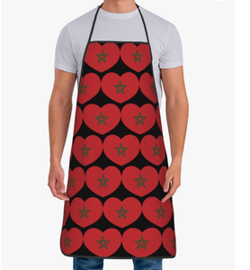 Promoción de Fábrica: Delantales de Cocina con Diseño de Corazón Marroquí y Bandera de Marruecos, Delantal Ajustable Unisex - Product Image 1
