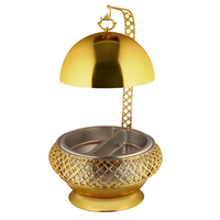 Plat à réchaud de luxe doré avec couvercle roulant en acier inoxydable et cadre en fer, pour buffet de mariage, modèle MTX50, pour services de traiteur, direct usine