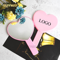Miroir de poche promotionnel en forme de cœur ou carré, miroir de maquillage avec poignée, motif personnalisé, logo imprimé, cadeau d'entreprise en gros