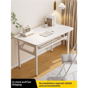 Scrivania Pieghevole in Legno Massello per Camera da Letto e Ufficio Domestico, <span class=keywords><strong>Tavolo</strong></span> <span class=keywords><strong>Rettangolare</strong></span> Semplice per Studio, Casa in Affitto, Piccolo Appartamento - Product Image 3